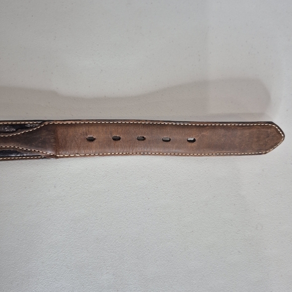 Nocona Mens Mossy Oak 12 Gauge Shotgun Shell Concho Brown Leather Belt - Size 42 - Picture 6 of 11